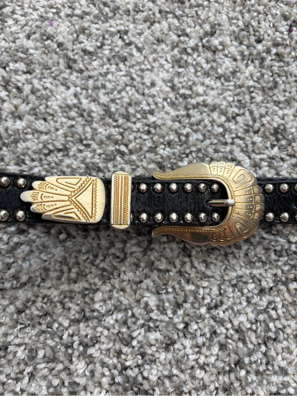 Vintage 90s Donna Katz Two-Tone Western Studded Leather Belt